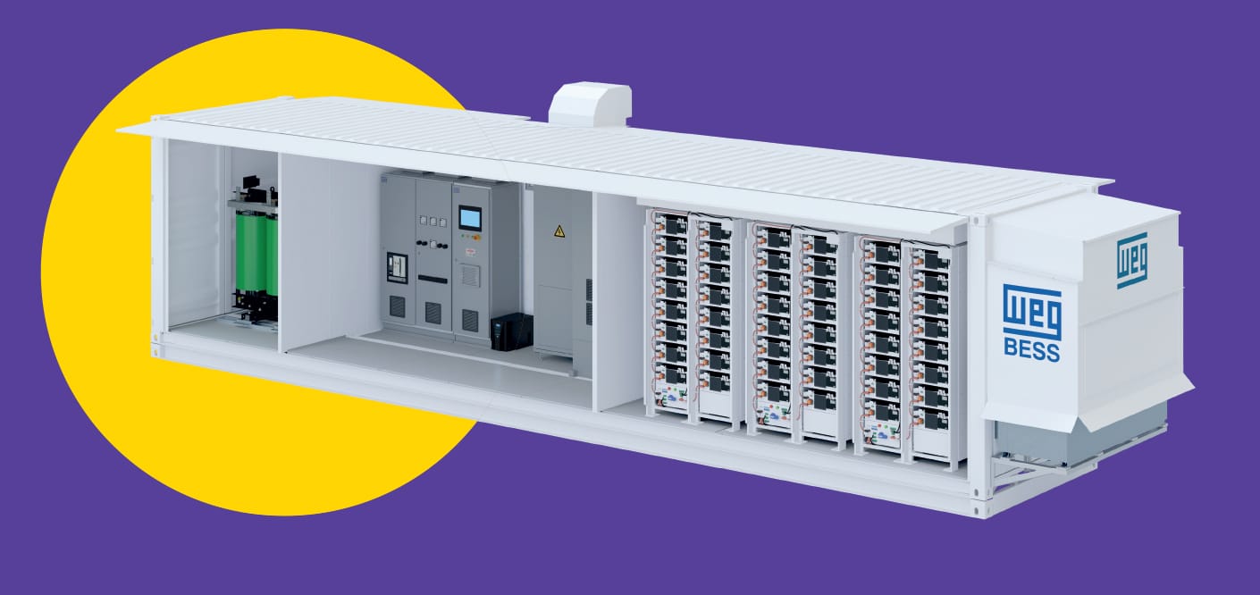 Sistema híbrido de energia solar com armazenamento em baterias - Crédito: Divulgação
